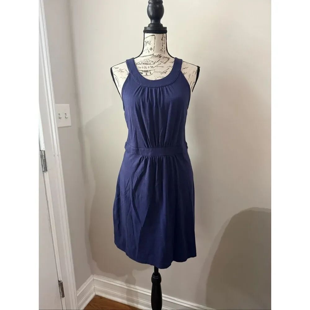 Ann Taylor LOFT Women's Halter Pleated Sleeveless A-Line Dress Navy Blue Size SP